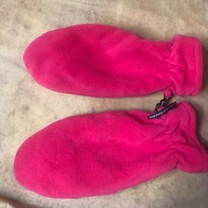 Pink fleece mittens